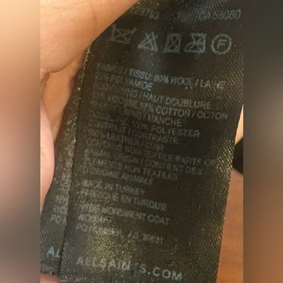 ALL SAINTS Hyde Monument Wool and Leather Blend Coat - Picture 14 of 15